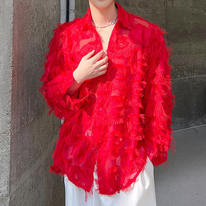 Red Raw Fringe Shirt