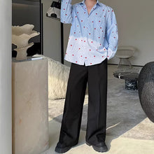 Load image into Gallery viewer, Blue Striped Heart Print Drape Shirt
