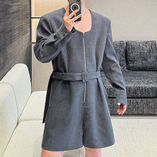 Load image into Gallery viewer, Low-neck Zippered One-piece Jacket and Shorts Set
