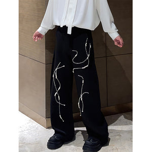 Retro Niche Beaded Loose Casual Trousers