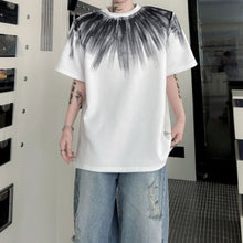 Load image into Gallery viewer, Color-blocked Hand-painted Padded Shoulder Loose T-shirt
