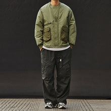 Load image into Gallery viewer, Color-blocked Crew Neck Quilted Cotton Coat
