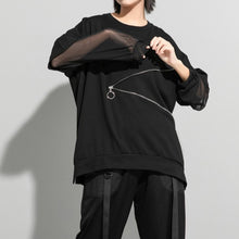 Load image into Gallery viewer, Women's Zipper Detail Mesh Paneled Sun Protection Loose Top
