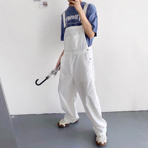Solid Color Simple Straight Leg Overalls