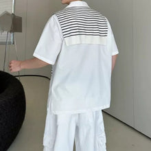 Load image into Gallery viewer, Striped Short-Sleeve Shirt with Shawl Detail
