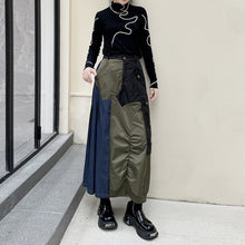 Load image into Gallery viewer, High-waist Denim Contrast Skirt
