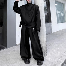 Load image into Gallery viewer, Deconstructed Button Belt-embellished Jacket Wide-leg Trousers Two-piece Suit
