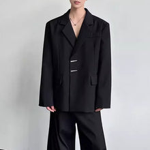 Load image into Gallery viewer, Metal Buckle Shoulder Padded Loose Suit Jacket
