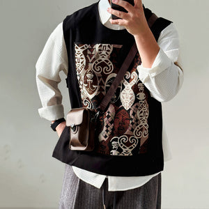 【Mask】Loose-fitting Patchwork Vest
