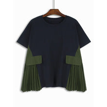 Load image into Gallery viewer, Fake Pocket Pleated Patchwork Loose T-shirt
