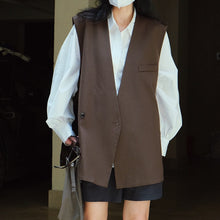 Load image into Gallery viewer, V-neck Oblique Button Loose Suit Vest
