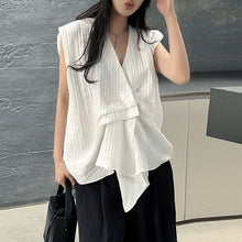 Load image into Gallery viewer, Pleated Loose Irregular Sleeveless Shirt Vest
