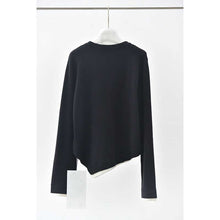 Load image into Gallery viewer, Women's Color-blocked Patchwork Faux Two-piece Pointed Hem Thin Sweater
