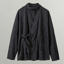 Load image into Gallery viewer, Corduroy Curved Collar Diagonal Placket Loose Hanfu Cardigan
