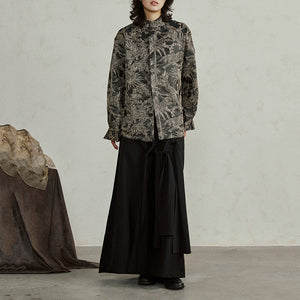 Vintage Print Disc Button Shirt