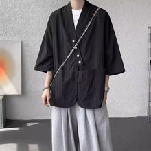 Load image into Gallery viewer, Diagonally Buttoned Loose Cardigan Shirt
