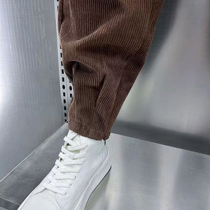 Casual Cuffed Corduroy Harem Pants