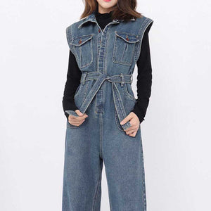 Vintage Sleeveless Cargo Jumpsuit