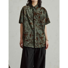 Load image into Gallery viewer, Flocked Floral Vintage Tie-dye Distressed Shirt
