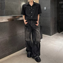 Load image into Gallery viewer, Metal Buckle Deconstructed Padded Shoulder Short Sleeve
