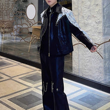 Load image into Gallery viewer, Heavy Rivet Sequin Patchwork Shoulder Pad Jacket
