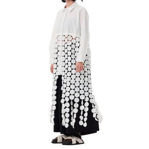 Spliced Hollow Circle Tassel Casual Shirt Dress