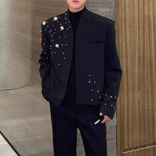 Load image into Gallery viewer, Heavily Beaded Diamond-encrusted Collarless Suit Jacket
