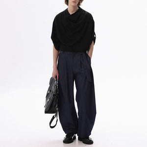 Stacked Collar Loose Solid Color T-shirt