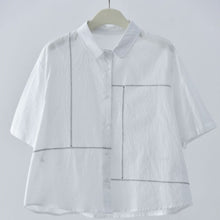 Load image into Gallery viewer, Women's Japanese Minimalist Zigzag Stitch Short Sleeve Shirt

