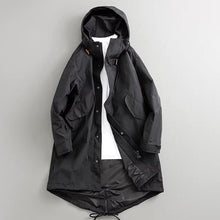 Load image into Gallery viewer, Retro Loose-fitting Mid-length Hooded Trench Coat
