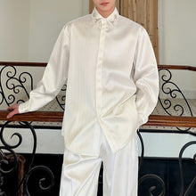Load image into Gallery viewer, Rhinestone Striped Brocade Lapel Shirt
