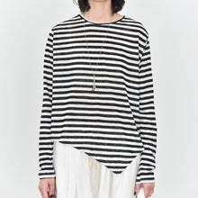 Load image into Gallery viewer, Crew Neck Striped Casual Irregular Hem Shirt
