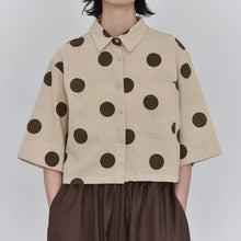 Load image into Gallery viewer, Women's Polka Dot Pleated Retro Collared Short Shirt
