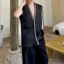 Load image into Gallery viewer, Gypsophila Brocade Rhinestone Sleeveless Shirt Vest
