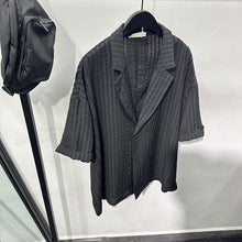 Load image into Gallery viewer, Embossed Pattern Solid Color Lapel Shirt
