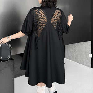 Loose Backless Embroidered Butterfly Shirt Dress