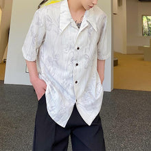 Load image into Gallery viewer, Thin Pleated Printed Cuban Collar Shirt

