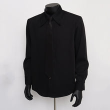 Load image into Gallery viewer, Black Padded Shoulder Tie Shirt
