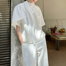 Load image into Gallery viewer, Summer Ribbon Neckline Short Sleeve T-shirt
