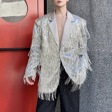 Load image into Gallery viewer, Lapel Casual Sequined Tassel Blazer
