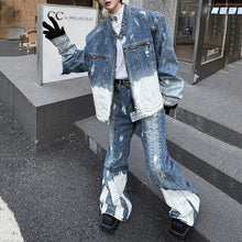 Load image into Gallery viewer, Zippered Casual Denim Jacket Loose Two-piece Set
