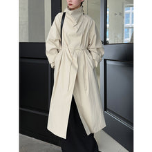 Load image into Gallery viewer, Stand-up Collar Retro Belted Mid-length Loose Coat
