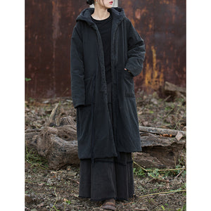 Thickened Warm Hooded Mid-length Cotton Coat