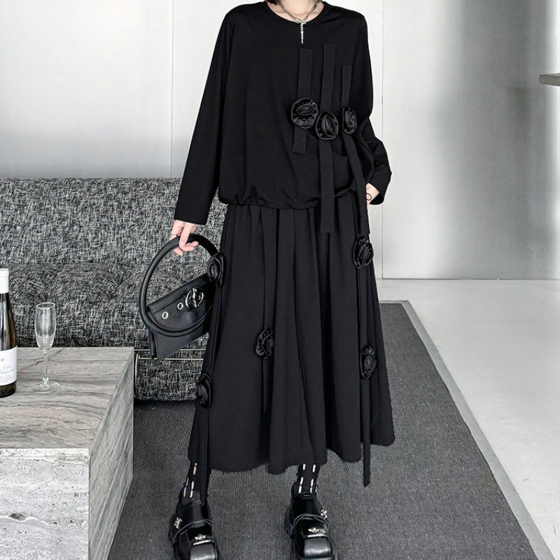 Three-dimensional Flower Loose Two-piece Suit