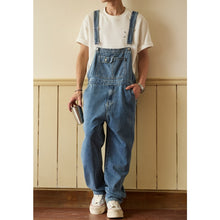 Load image into Gallery viewer, Retro Straight-Leg Cargo Denim Overalls
