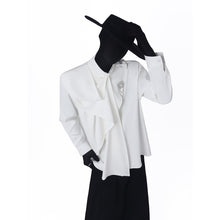 Load image into Gallery viewer, Mock-neck Shirt with Scarf-style Tie Detail
