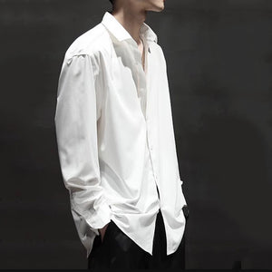 Loose Square Collar Solid Color Large Size Business Shirt