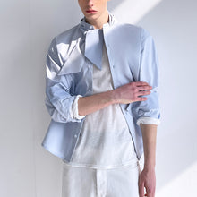 Load image into Gallery viewer, Stand Collar with Tie Long Sleeve Slim Fit Shirt
