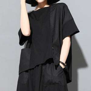 Panelled Loose Button T-shirt