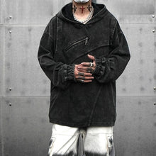 Load image into Gallery viewer, Patchwork Washed Distressed Zipper Retro Sweatshirt
